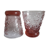 Pink water floral pattern glasses set of 2