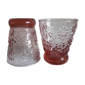 Pink water floral pattern glasses set of 2