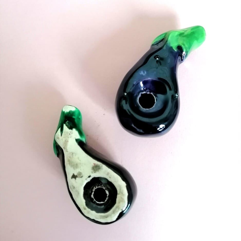 Salt and pepper ceramic eggplant