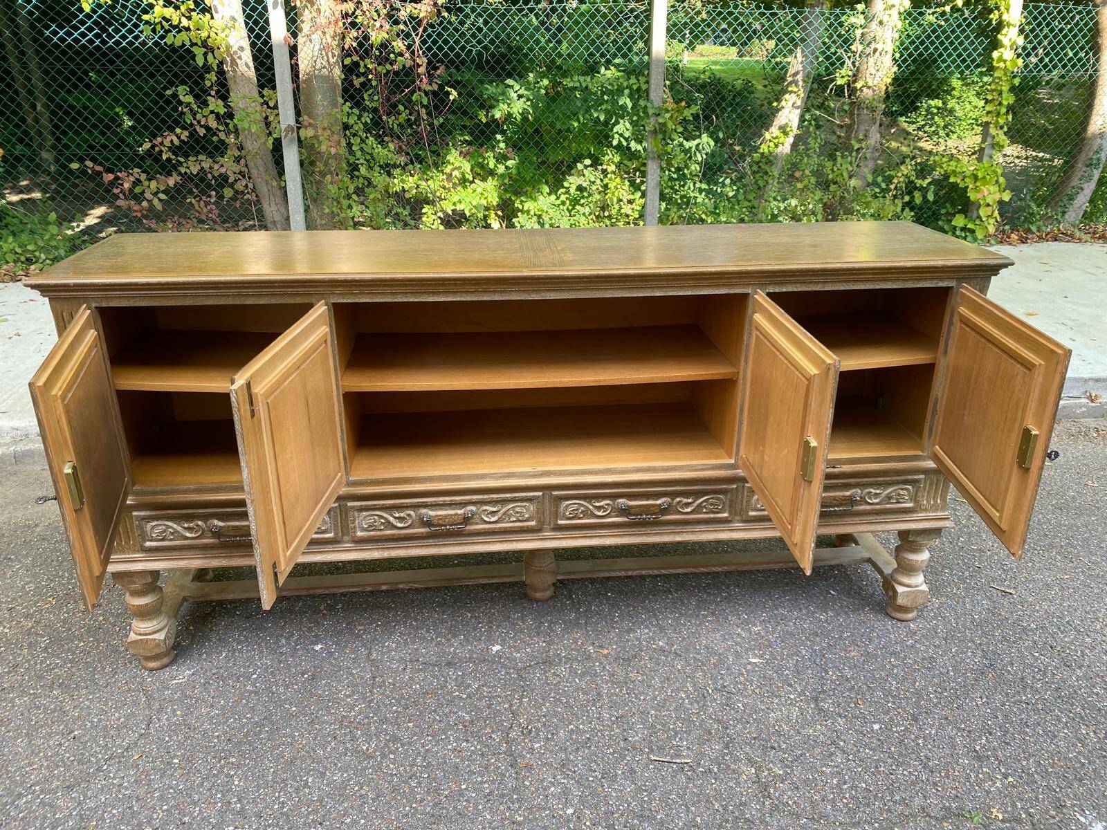 Spanish Renaissance patinated solid wood sideboard
