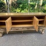 Spanish Renaissance patinated solid wood sideboard