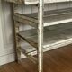 Old workbench, a piece of wooden and metal furniture.