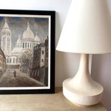 Oil on panel representing Montmartre and the Sacré Coeur, painting of a vintage view of Paris