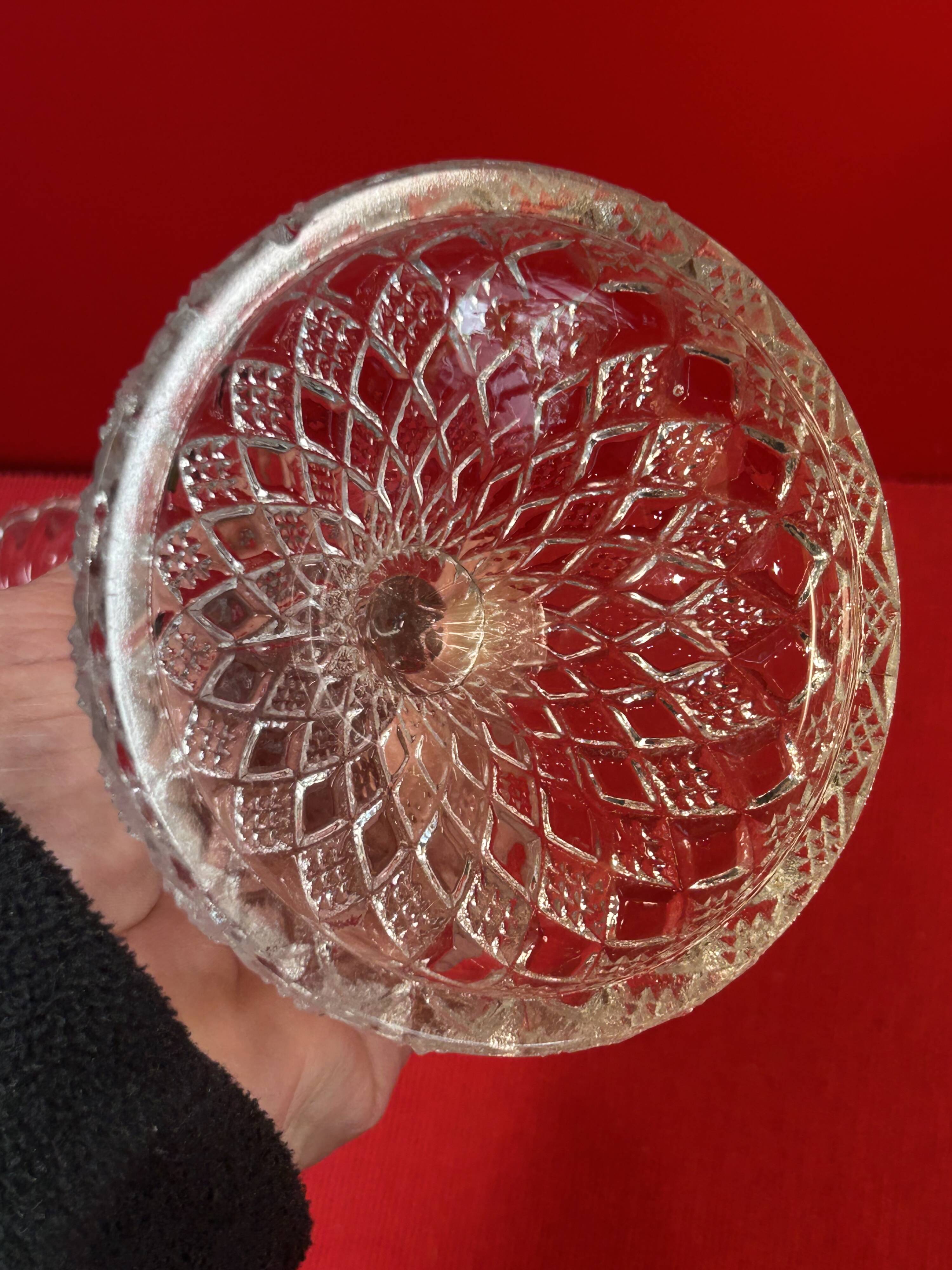 chandelier Pair of large glass moulded candlesticks 23 cm