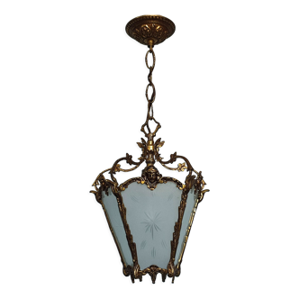 Lantern in bronze and chiseled glass Louis XIV style