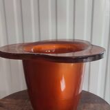 Vintage iridescent orange glass vase, 70s design