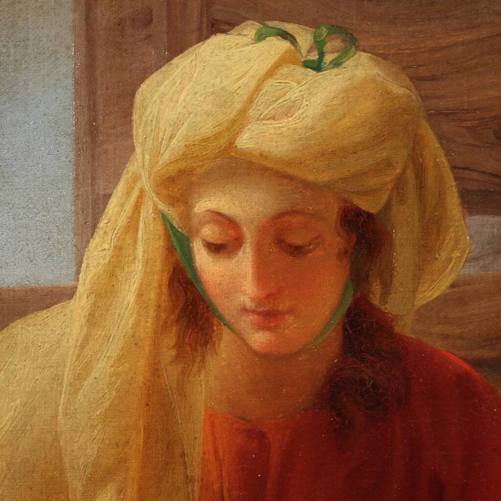 Antique Italian painting from the 18th century, Saint Joseph and the Virgin