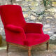 Red velvet English armchair