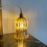 Pair of portable lamps with vintage amber glass globes