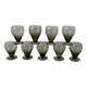 Ensemble de 9 petits verres à liqueur design art déco en verre fumé années 30-40
