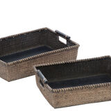 Set 2 rattan baskets