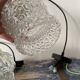 Set of three vintage electrified glass pendant lamps