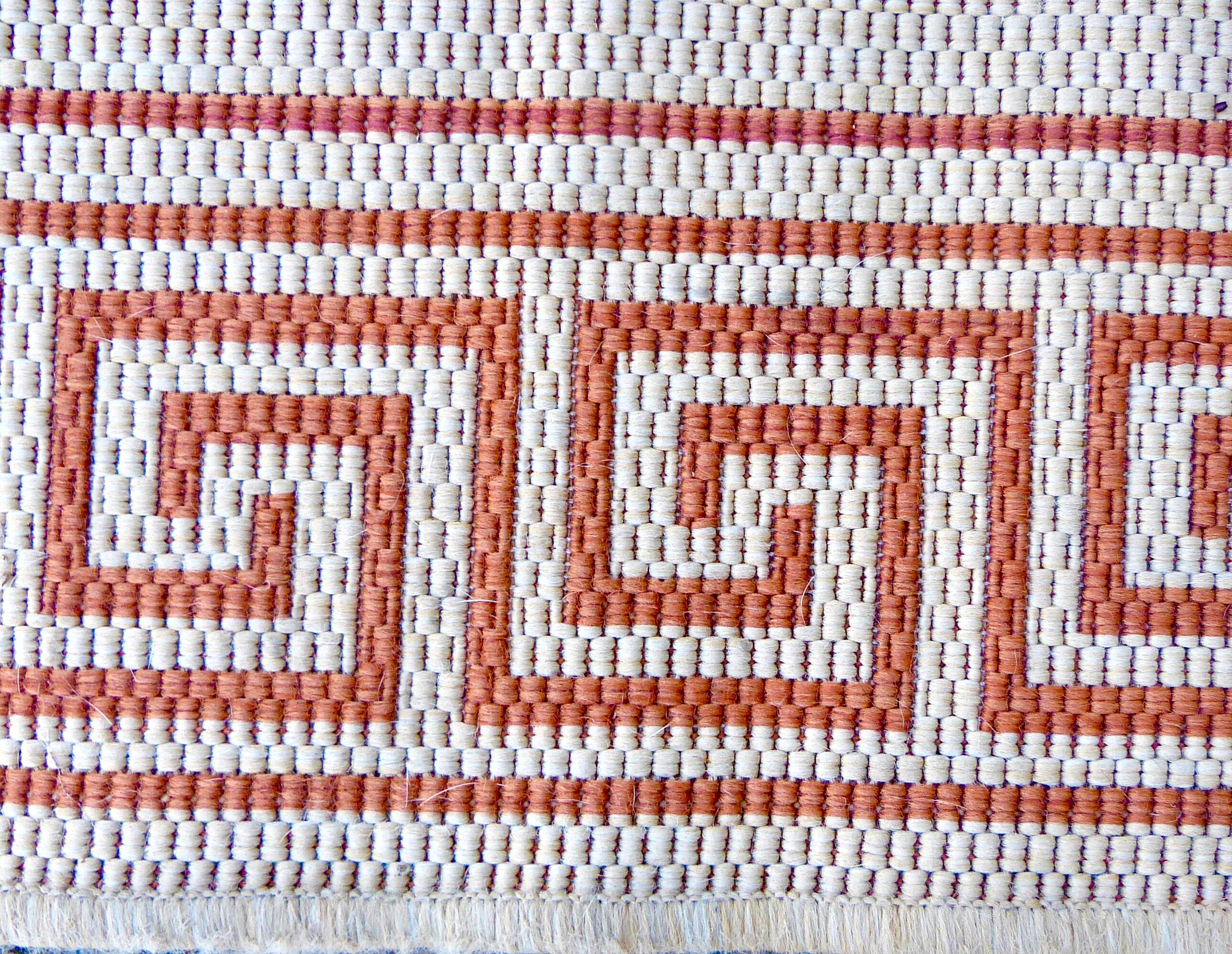 Beige jute and terracotta rug - 168x118cm