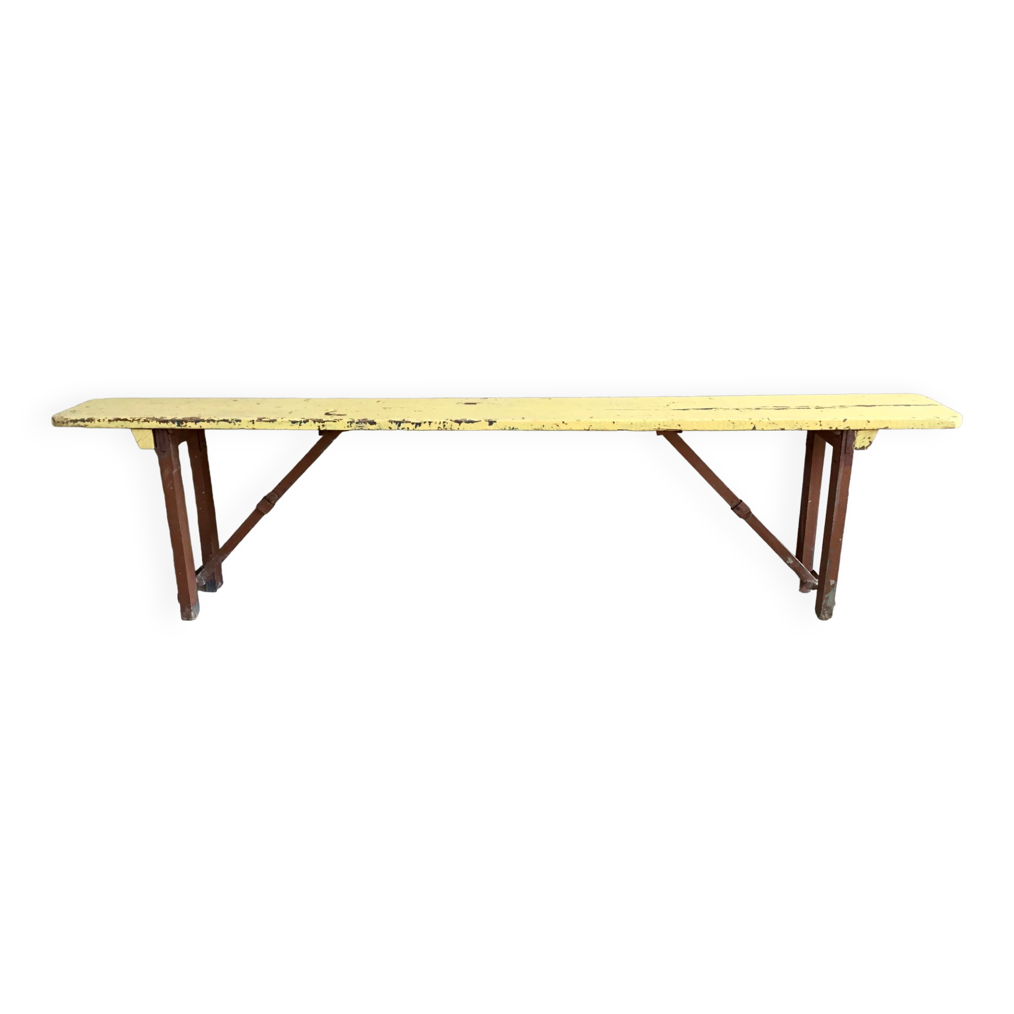 Folding all-wood guinguette bench - vintage mid-XXth