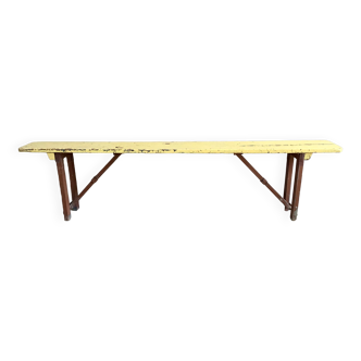 Folding all-wood guinguette bench - vintage mid-XXth