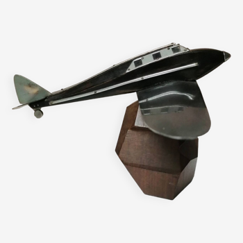 Art deco desk wood and metal airplane model