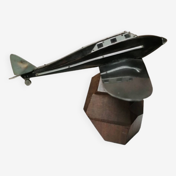 Maquette d'avion bois et métal de bureau art déco