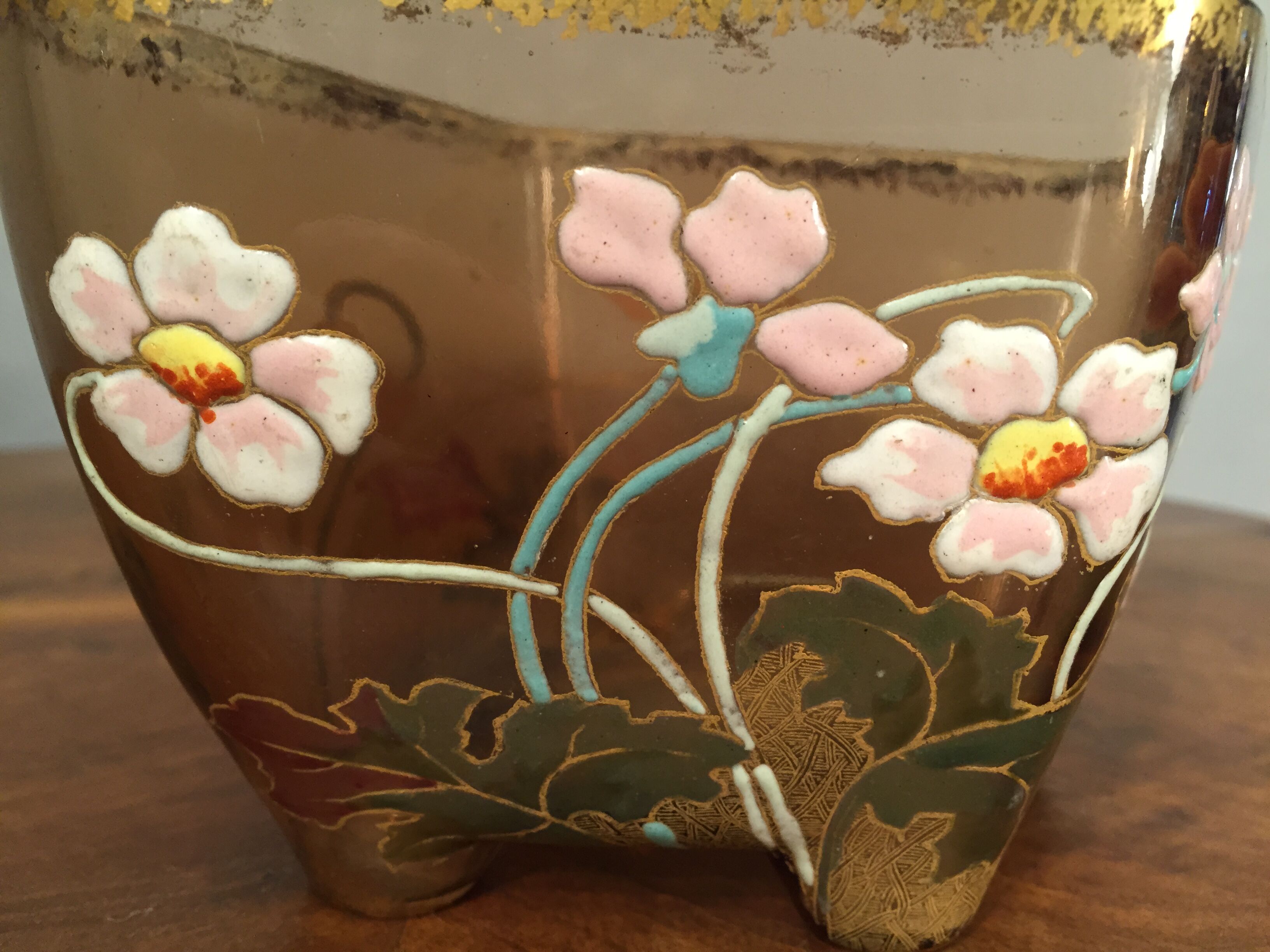 Small cut Legras glass enamelled new art