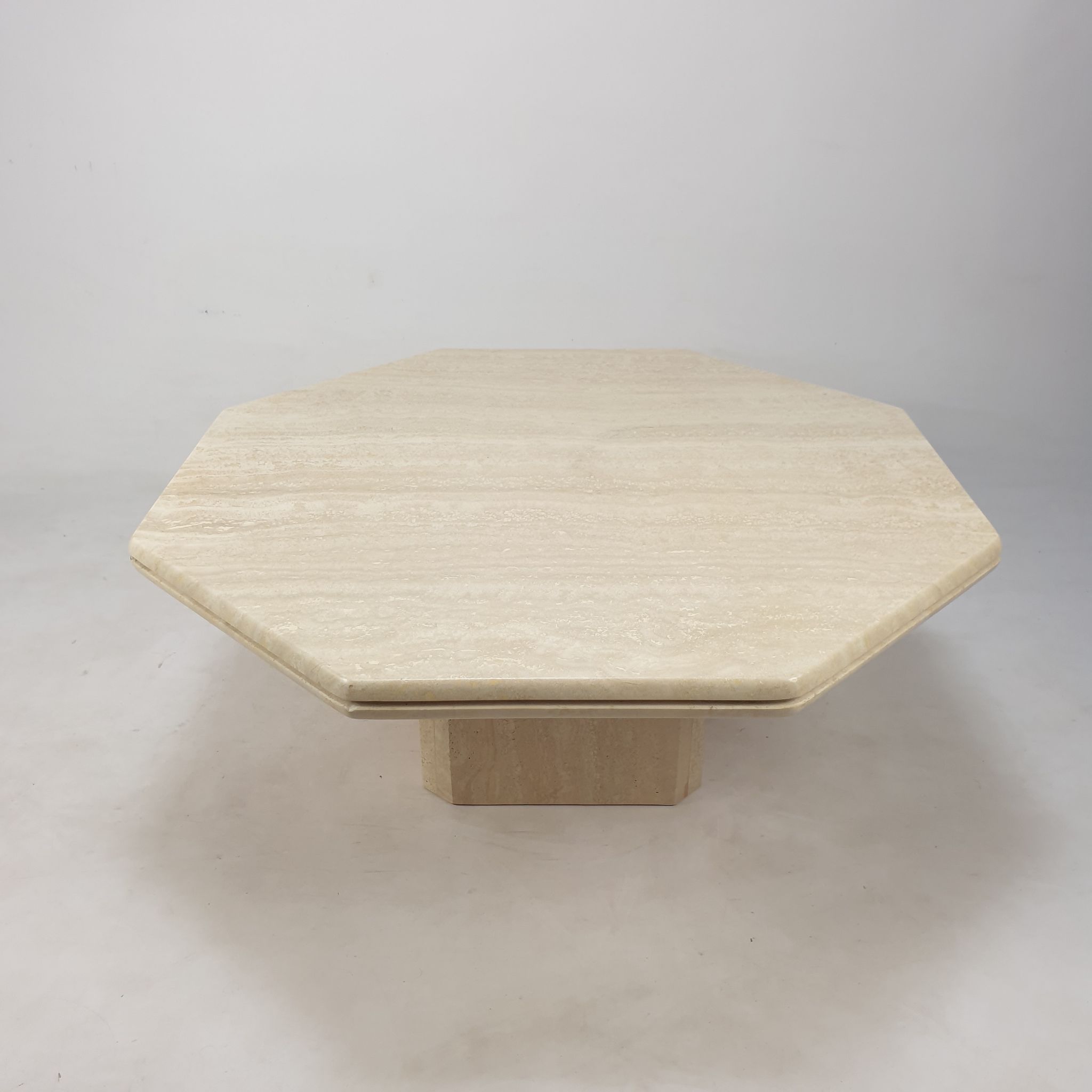 Italian travertine octagon coffee table, 1980
