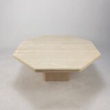 Italian travertine octagon coffee table, 1980