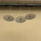 Trio suspension sheet enamelled vintage green and white gold threads brass socket