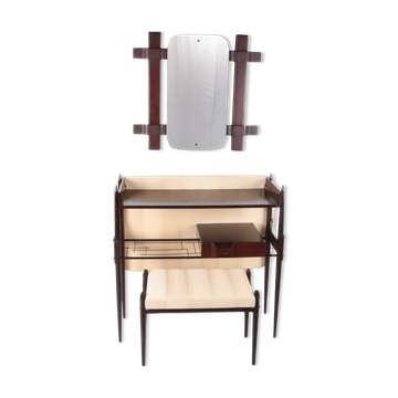 Ico Parisi Wall unit with mirror and stool 1950 Italy