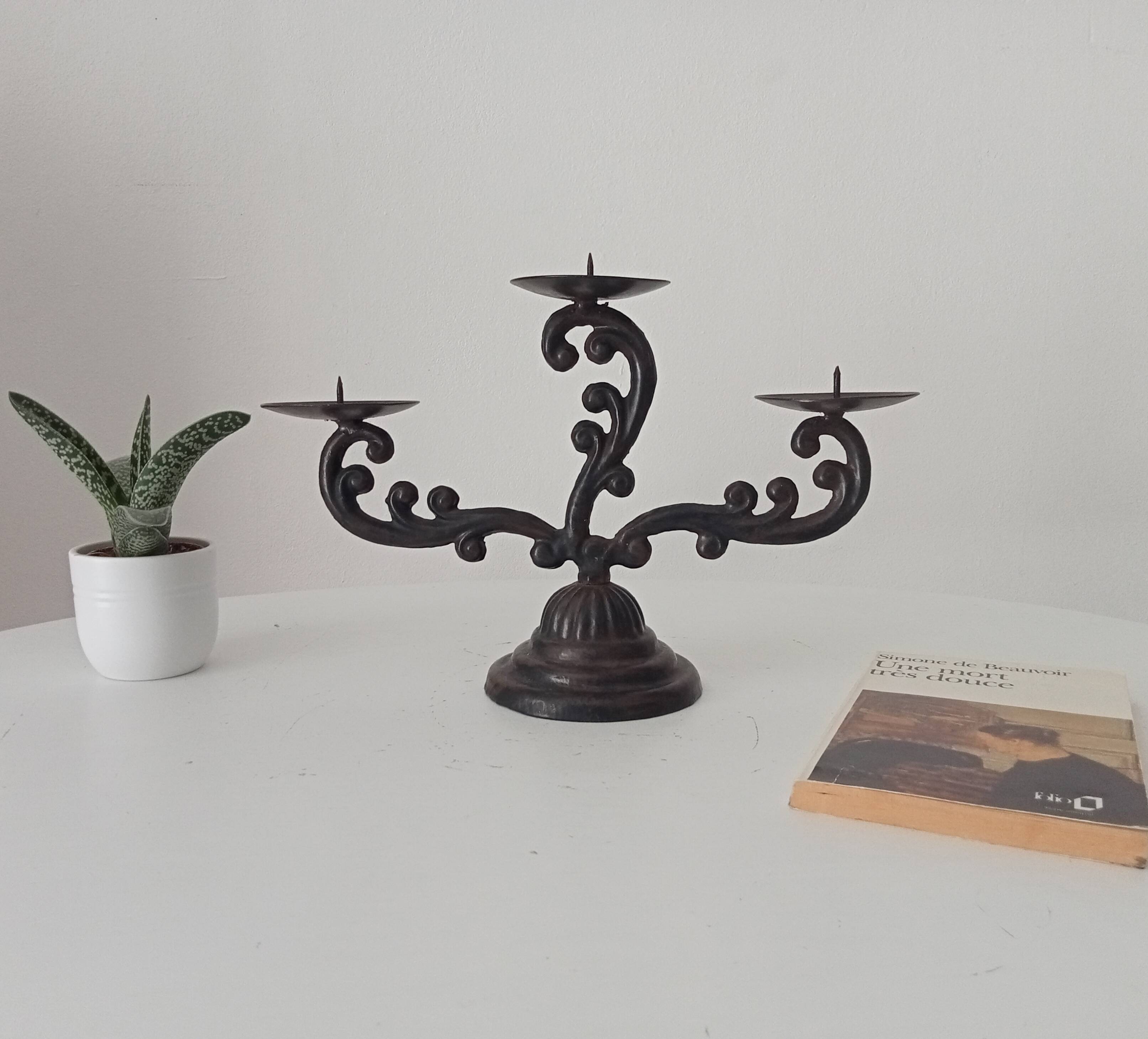 Old enamelled cast iron chandelier