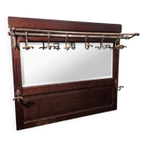 Bistro coat rack in oak and brass, early 20th century.