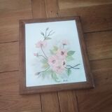 Underside of vintage wood and ceramic dish