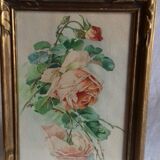 Ancient watercolor with rose