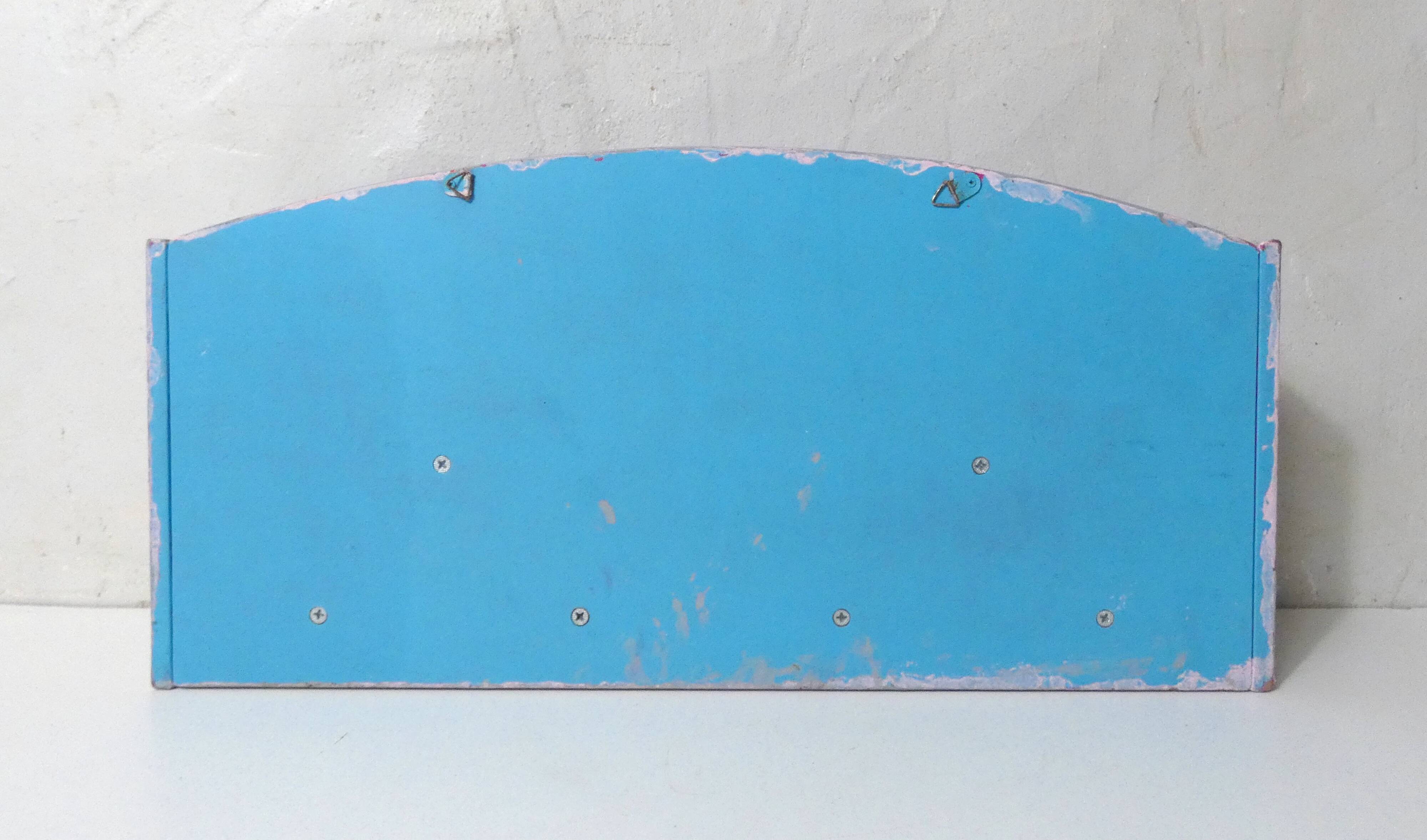 vintage grey painted wooden coat rack shelf
