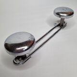 Vintage chrome metal wall coat rack, 2 hooks, 23 cm