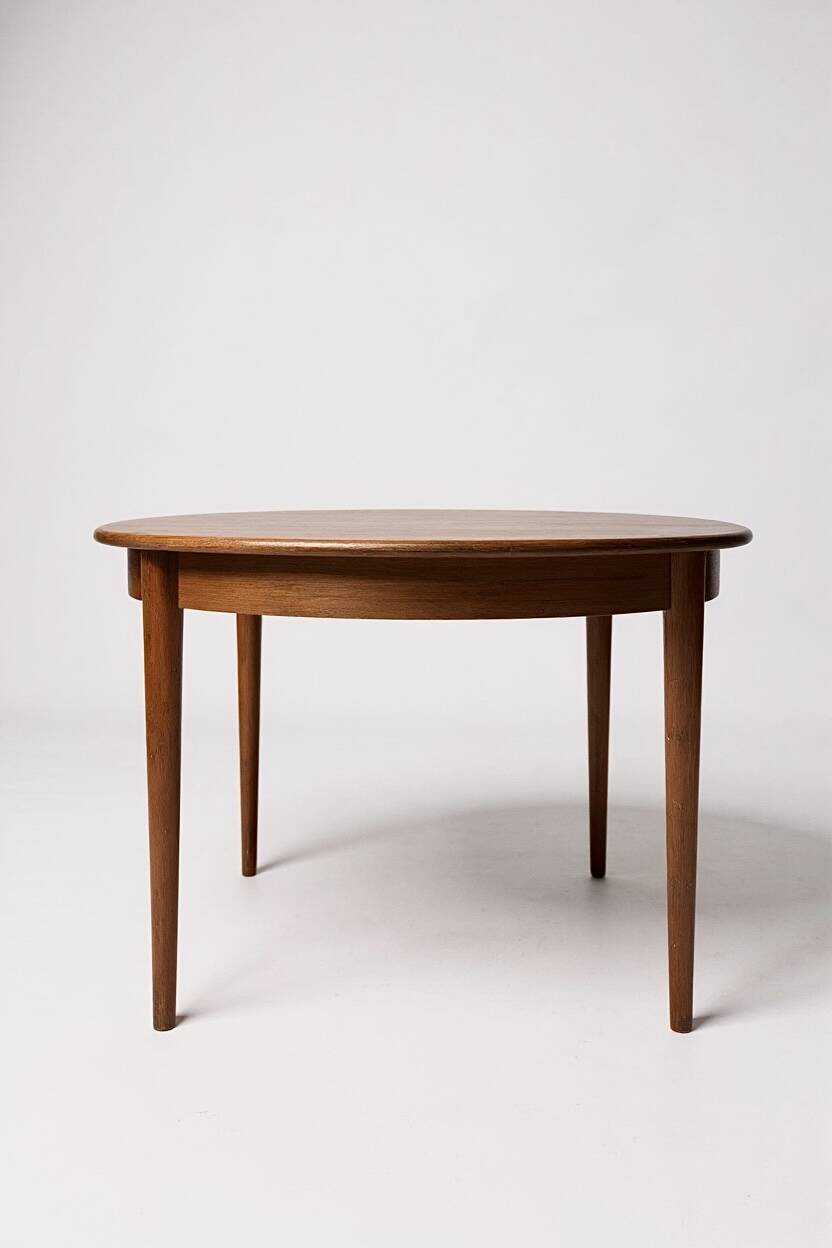 Vintage Scandinavian extendable round table P. Jeppesens Møbelfabrik