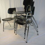 Set of 4 stackable chairs chrome steel tube