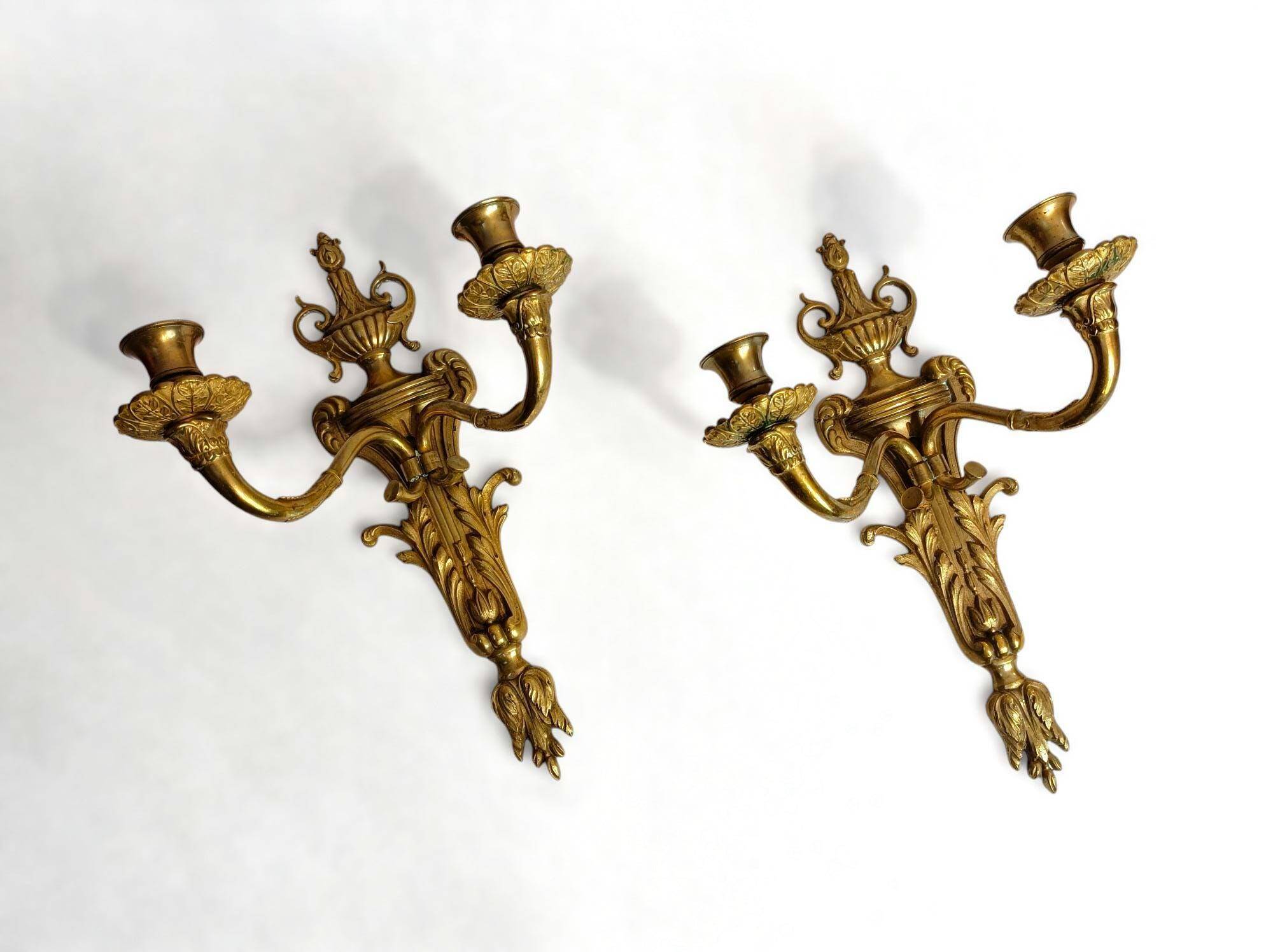 Bronze wall sconces Louis XVI, Belle Époque circa 1880–1910