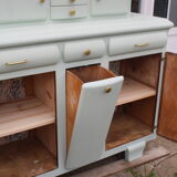 Renovated vintage Mado sideboard – Celadon green & natural cane