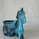 Vintage donkey turquoise blue plant pot / planter