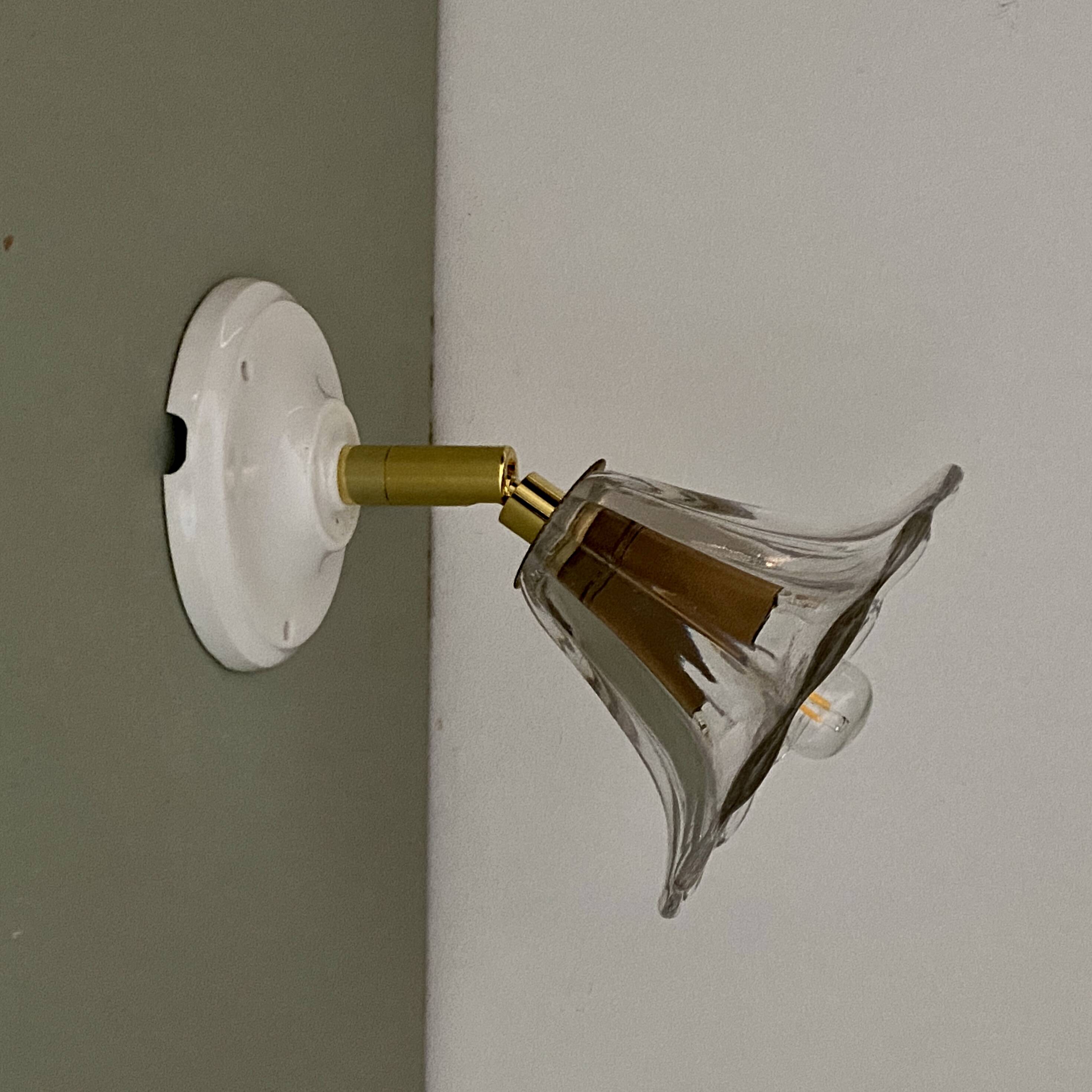 Vintage glass tulip wall light