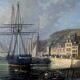 Tableau "Quay in Light", oil on panel, signed Jules d'Évry – Mid 19th century