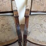 Pair of Louis XVI style queen-style armchairs in richly carved wood