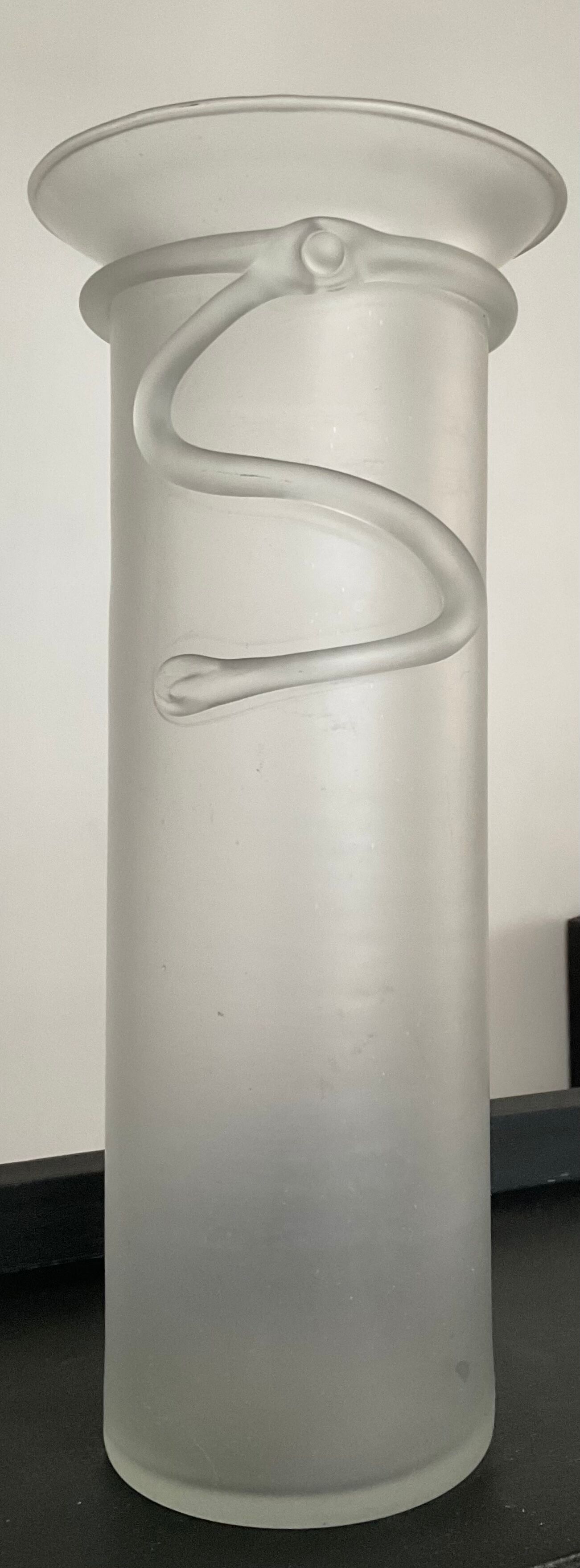 Vintage frosted glass vase 70s