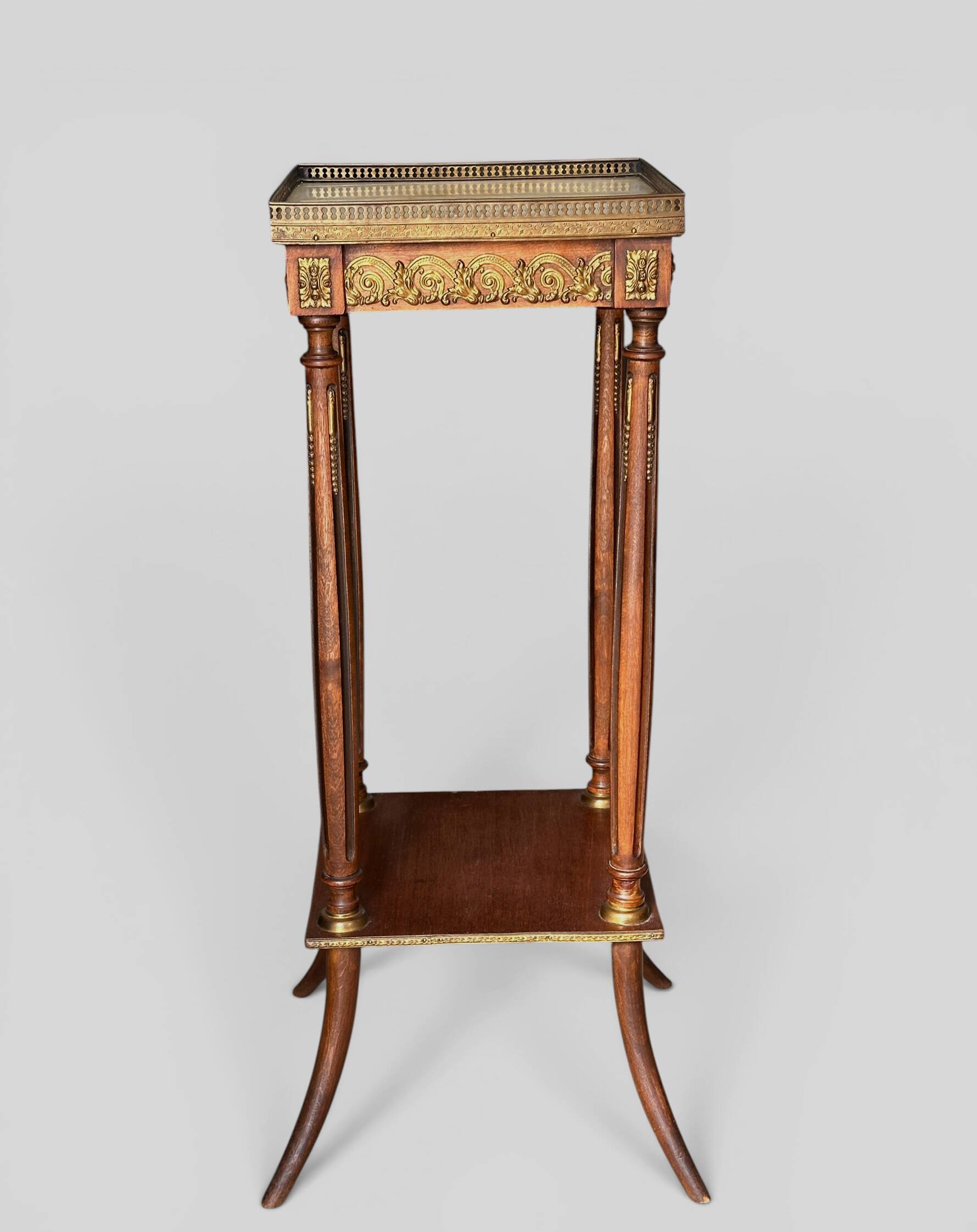 Mahogany, marble and bronze side table / guéridon in Louis XVI style.