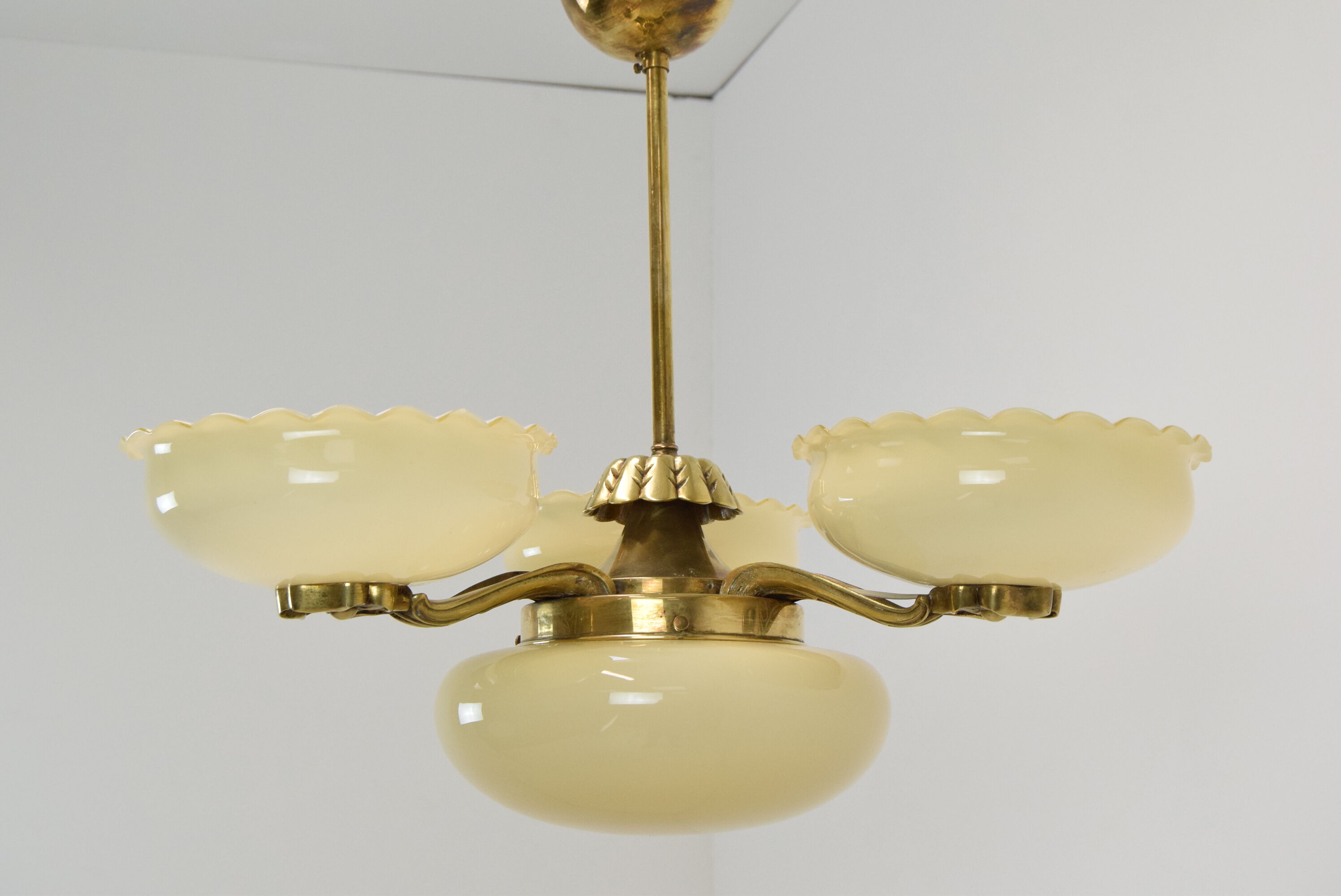 Art deco rare Brass Chandelier,1930's.