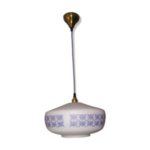 Suspension opaline blanche - bleues