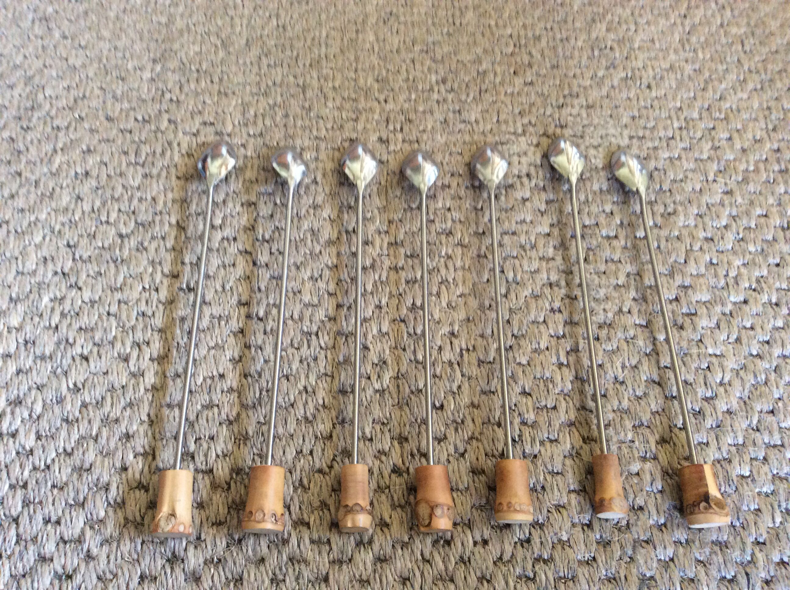 Series of 7 bamboo spoons