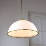 Mid-century Italian Brass and Opaline Pendant Lamp