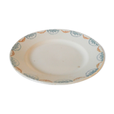 Plat en terre de fer Longwy bleu et orange XIXème
