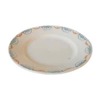 19th century Longwy blue and orange iron clay dish