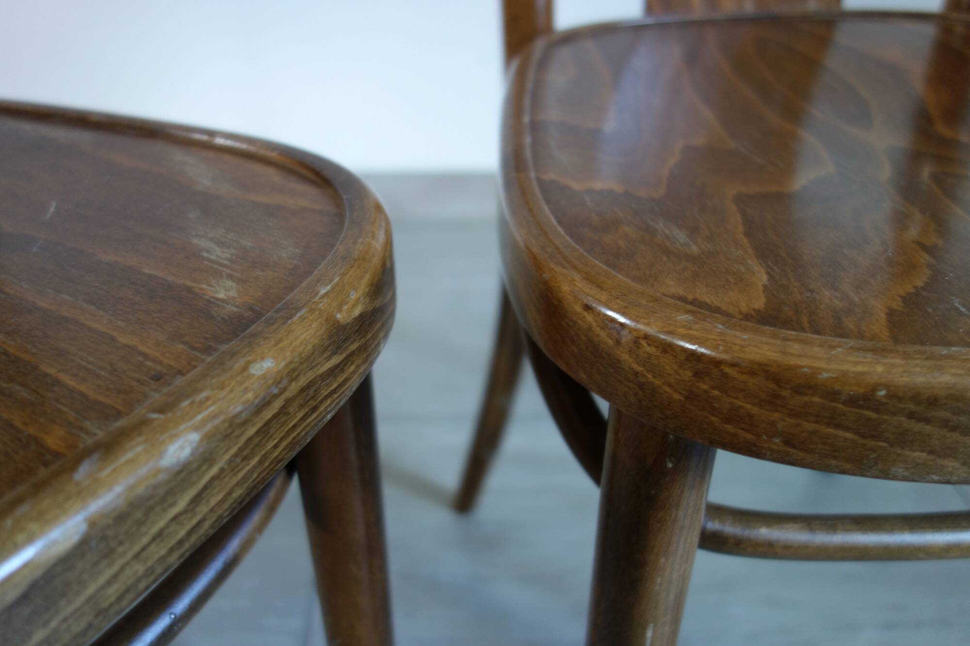 Pair of dark beech bistro chairs