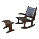 Armchair with ottoman by Angel Pazmino in wood and brown leather 1960's